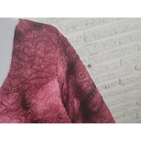 CJ Banks Womens Top 1X Plus Short Sleeve Pinched Burgundy Tie Dye Career TIE24E - Picture 5 of 9
